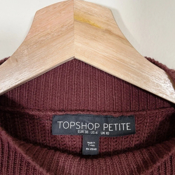 TOPSHOP  | BUTTON SLASH KNIT SWEATER IN BURGUNDY - Picture 8 of 10
